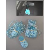 Zapatitos Retrovisor con Bolsita Organza Azul