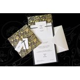 Invitaci&oacute;n boda floral dorado